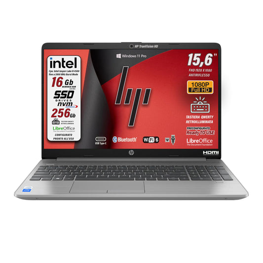 HP 250 G9 Computer portatile 39,6 cm (15.6") 1366 x 768 Pixel Intel N4500 8 GB DDR4-SDRAM 256 GB SSD Wi-Fi Windows 11 Pro